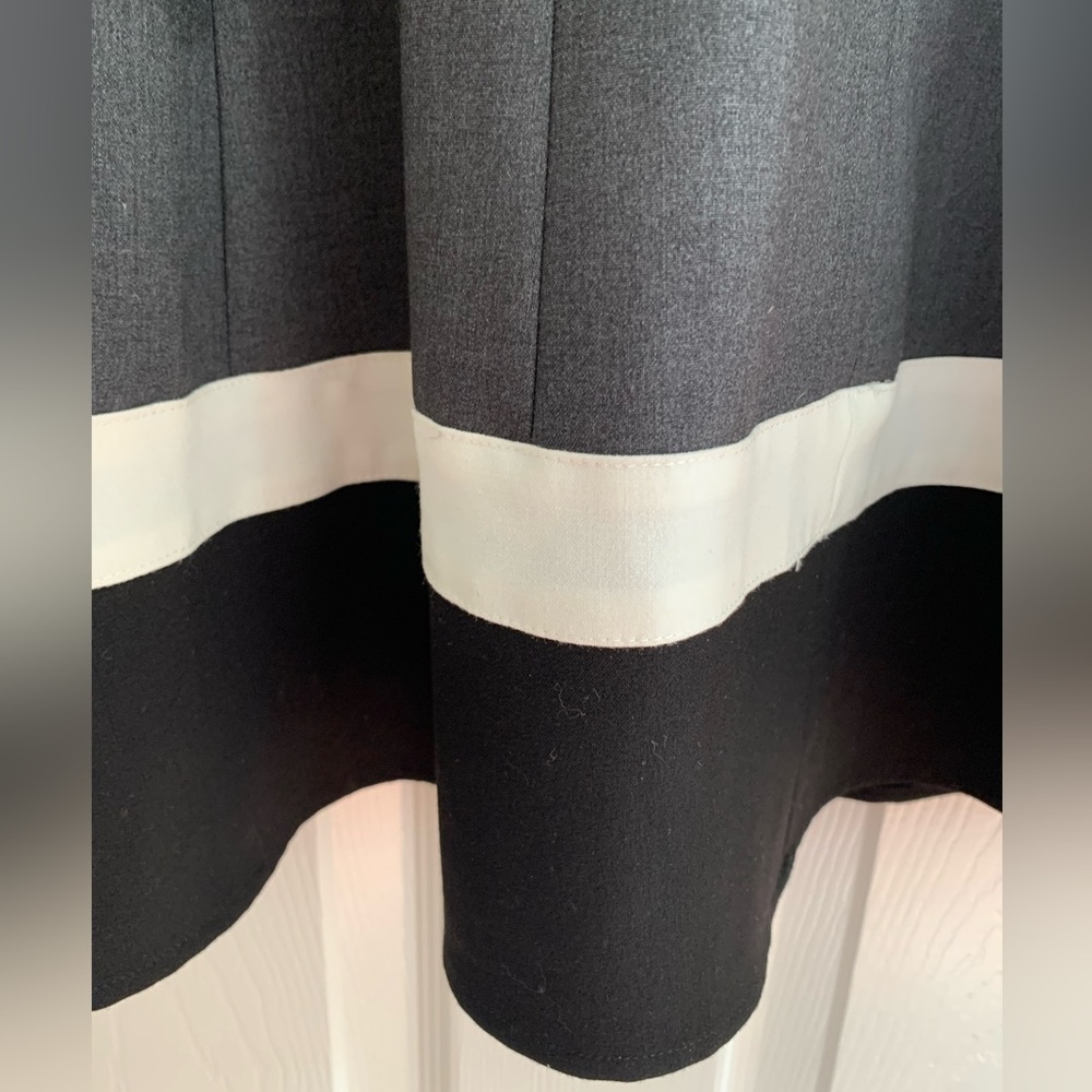 Calvin Klein Dress: Gray/Black/White Colorblock Dress Sleeveless A-Line Belt 14 - Picture 4 of 10